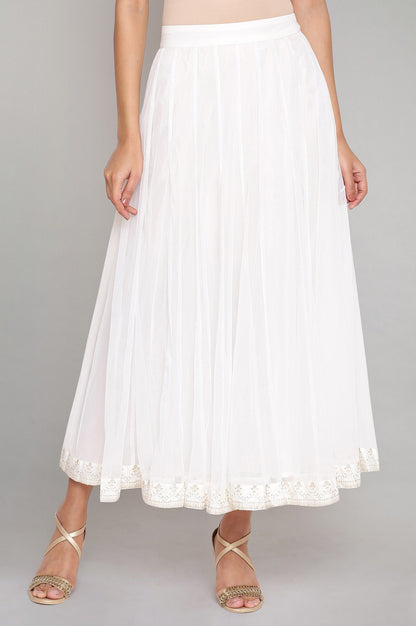 Ecru Flared Mesh Skirt