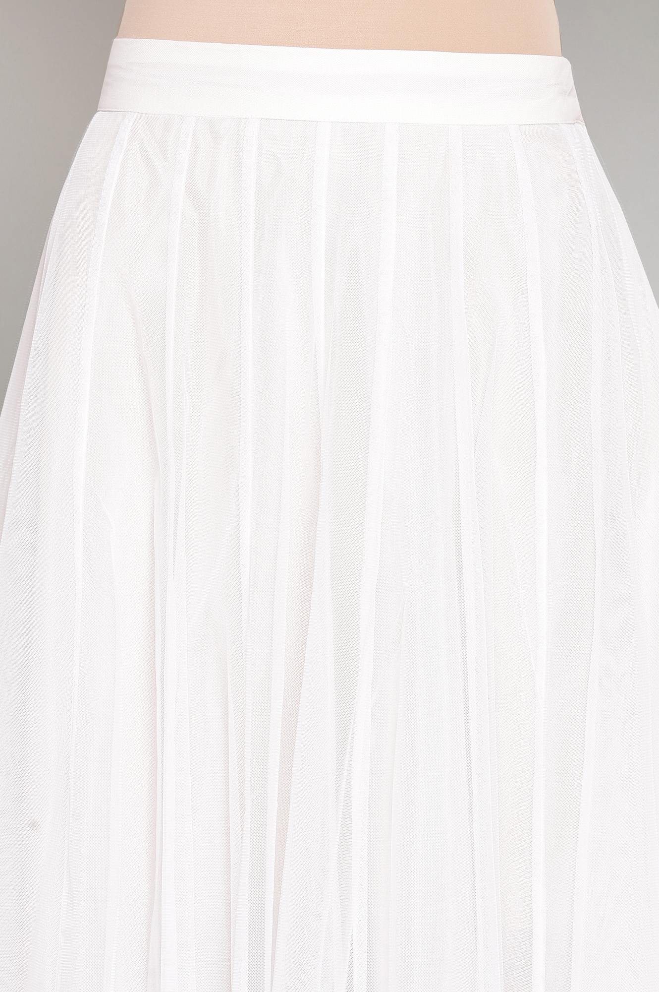 Ecru Flared Mesh Skirt