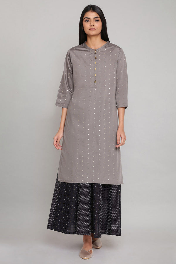 Jet Black Printed Panelled Skirt