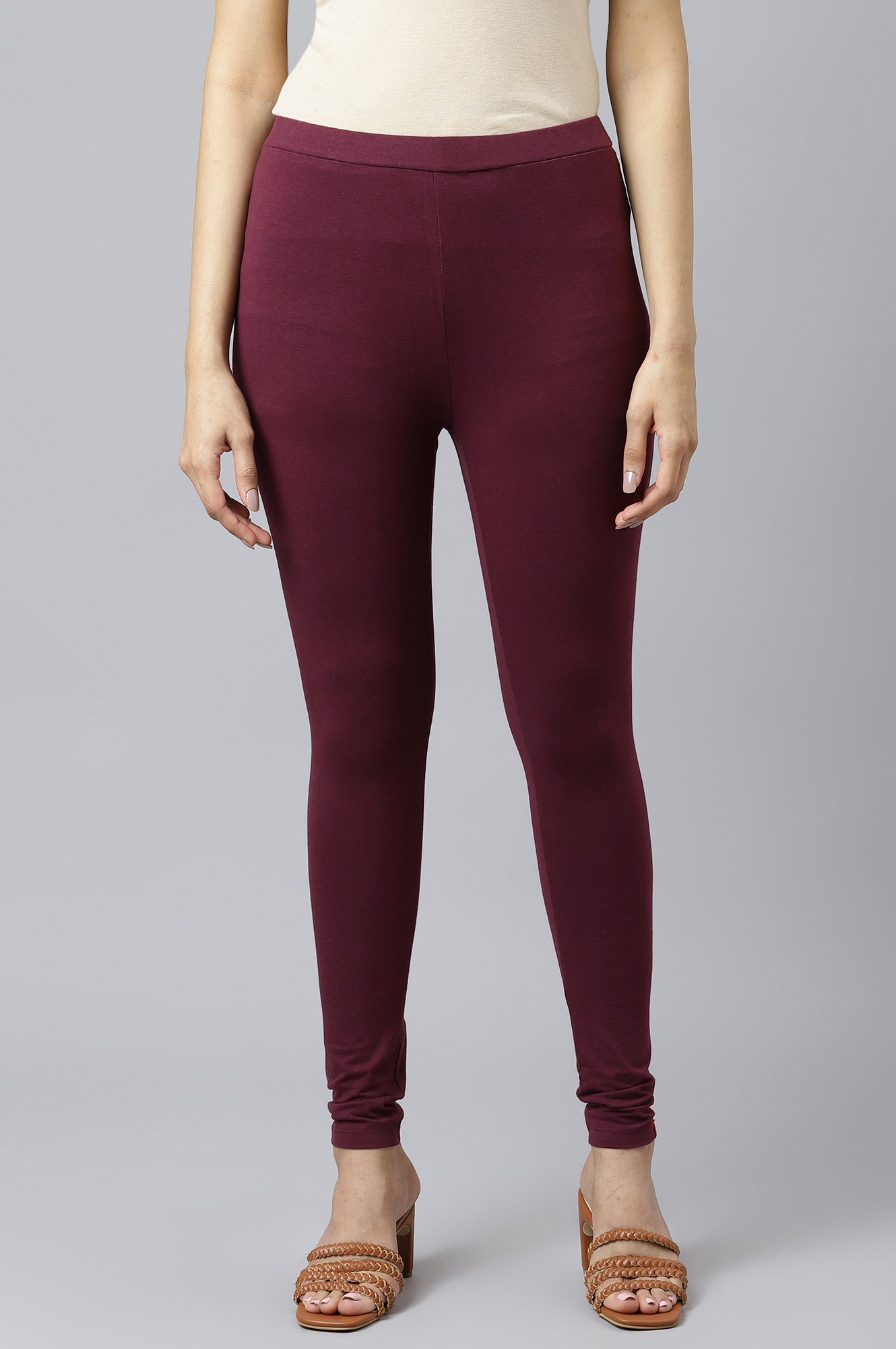 Wine Solid Tights