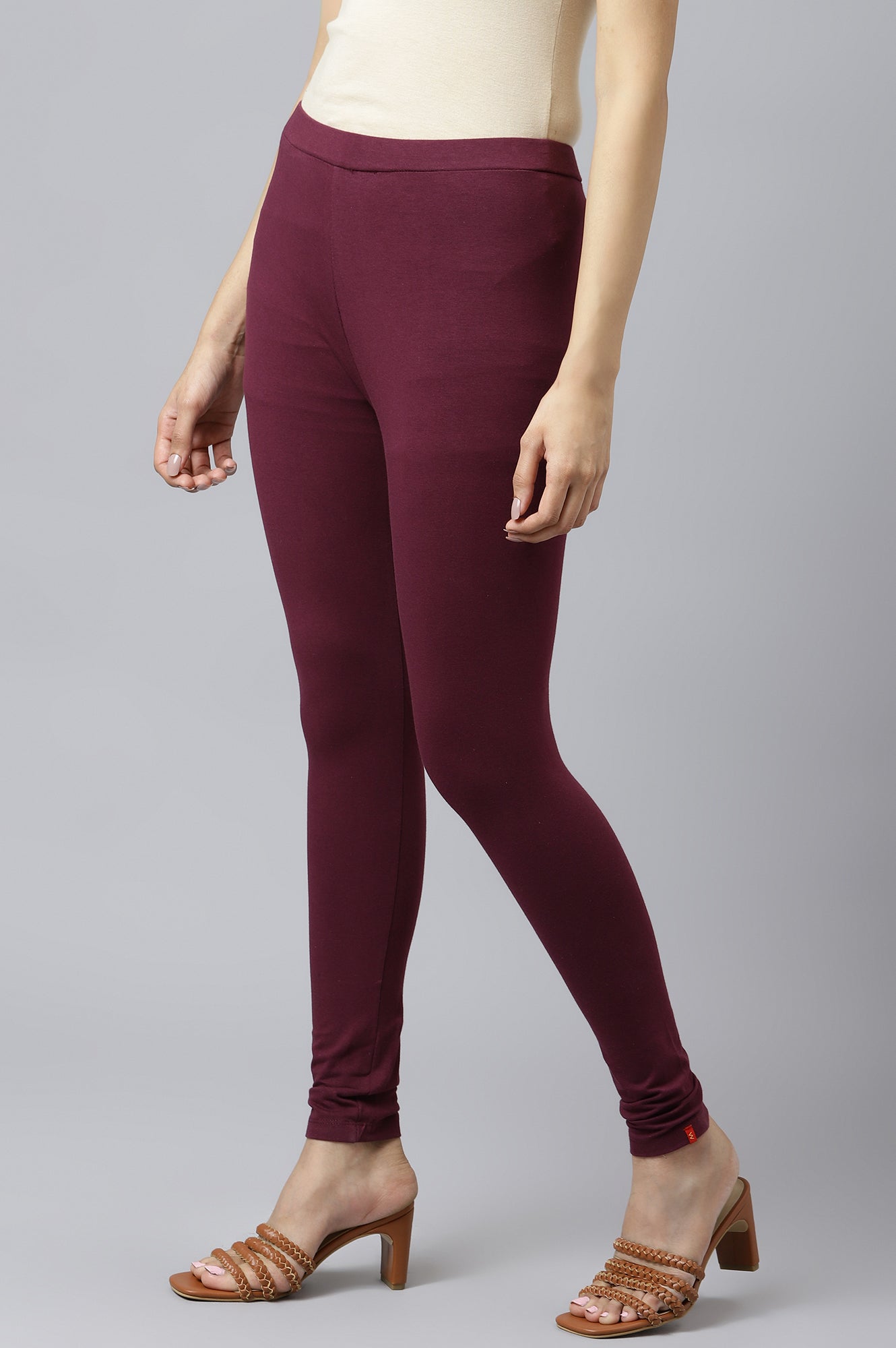 Wine Solid Tights