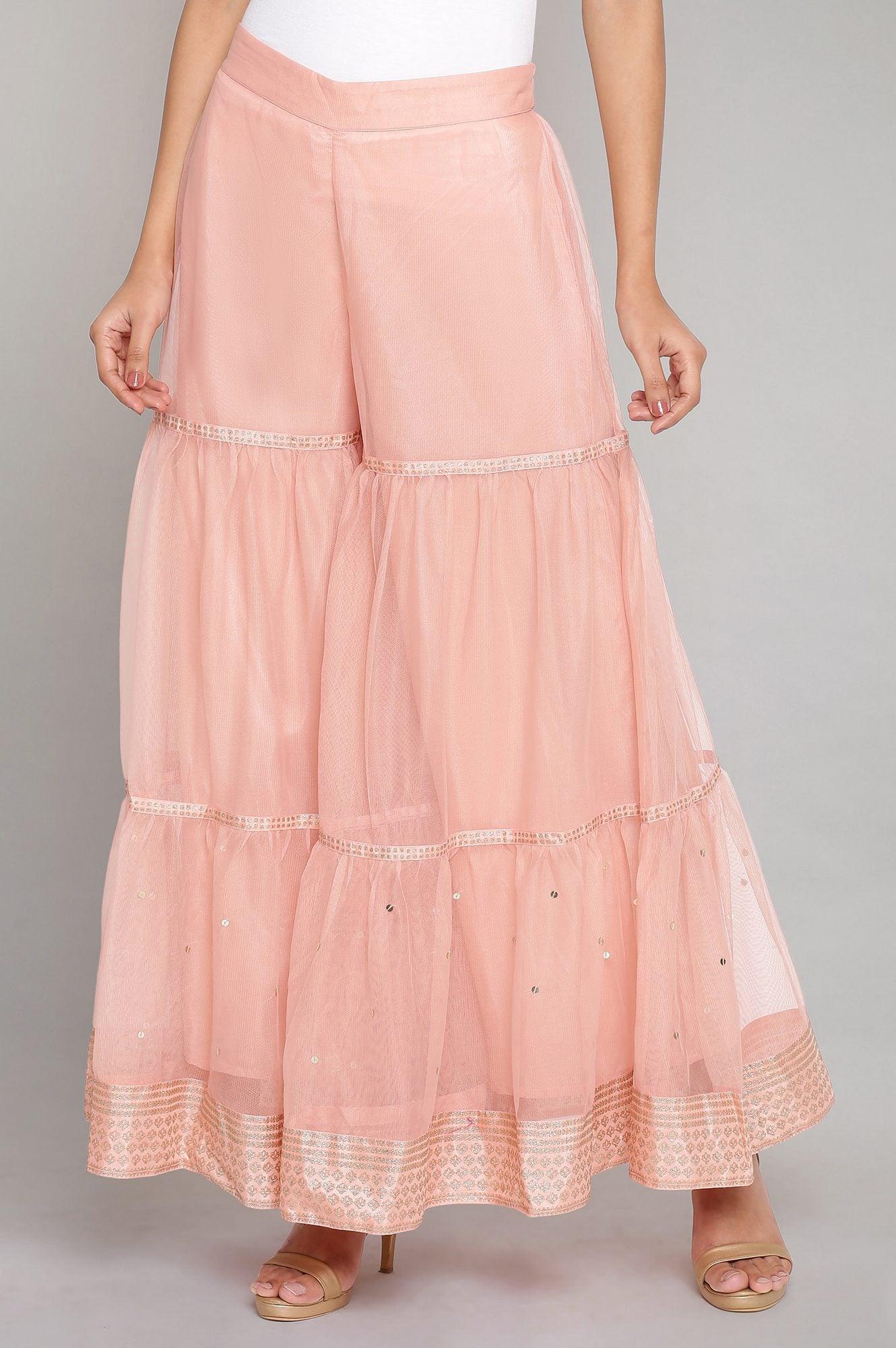 Pink Tiered Sharara - wforwoman