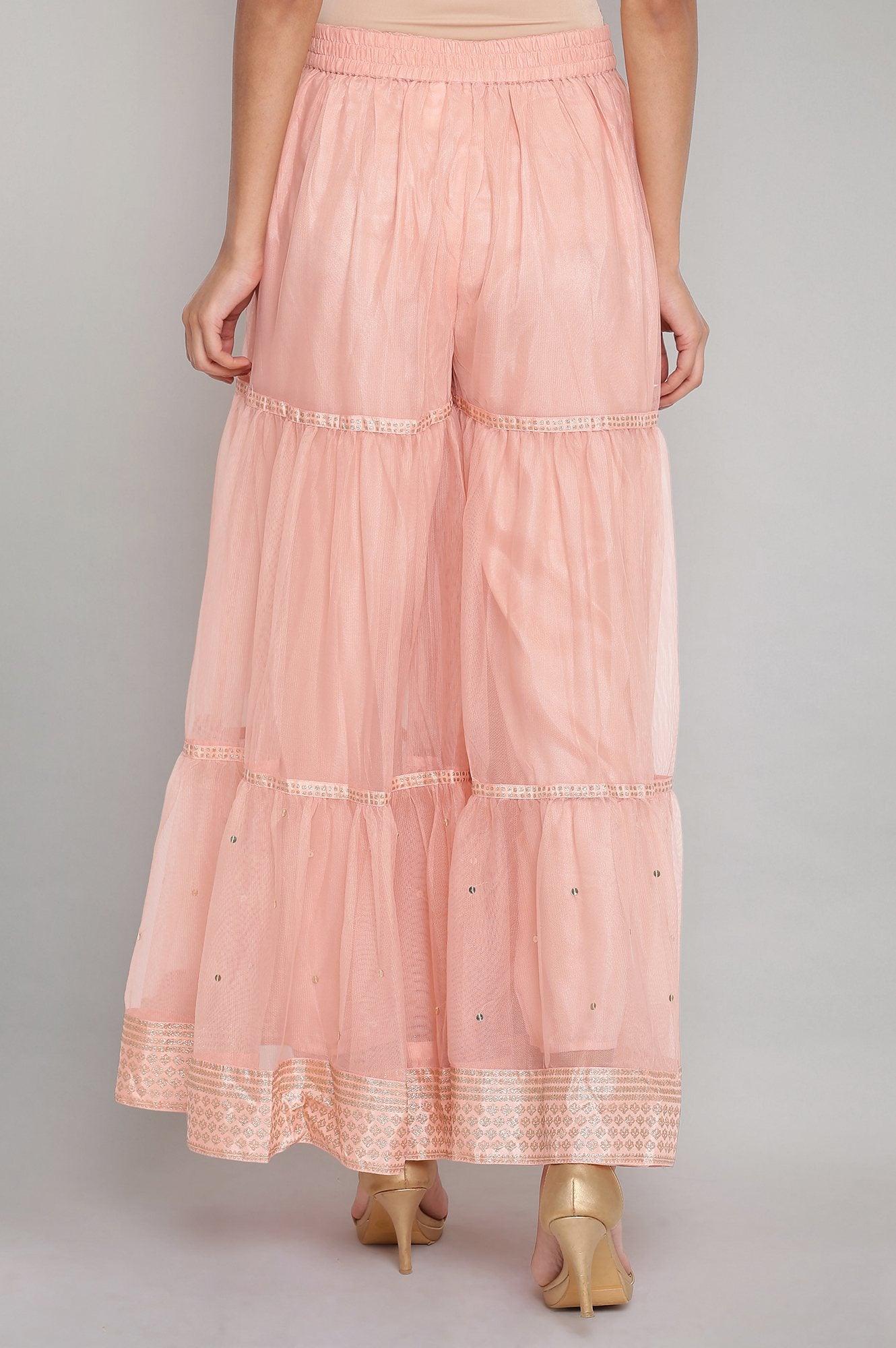 Pink Tiered Sharara - wforwoman