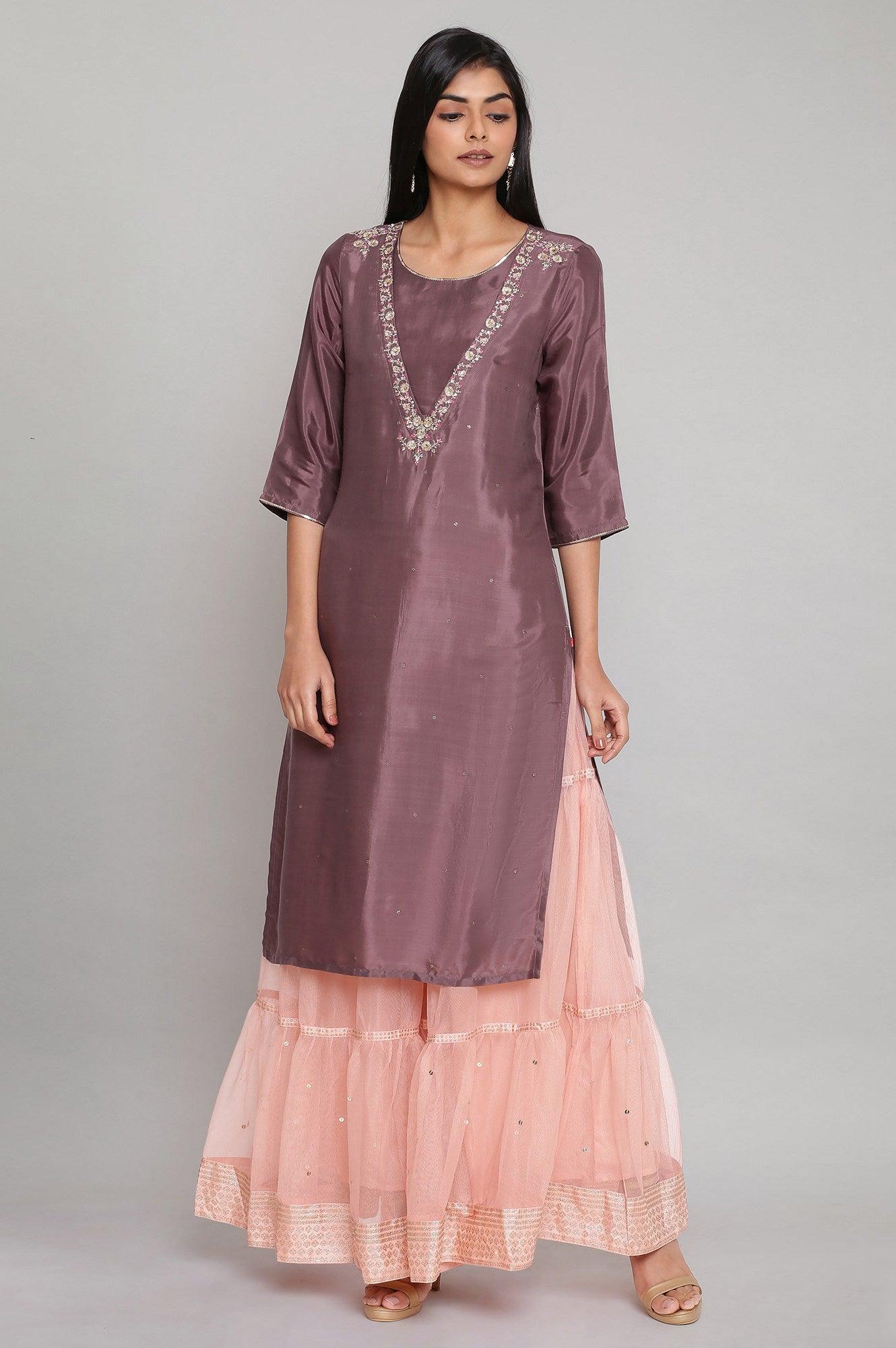 Pink Tiered Sharara - wforwoman