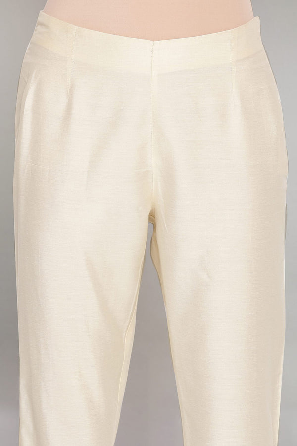 Beige Solid Slim Pants