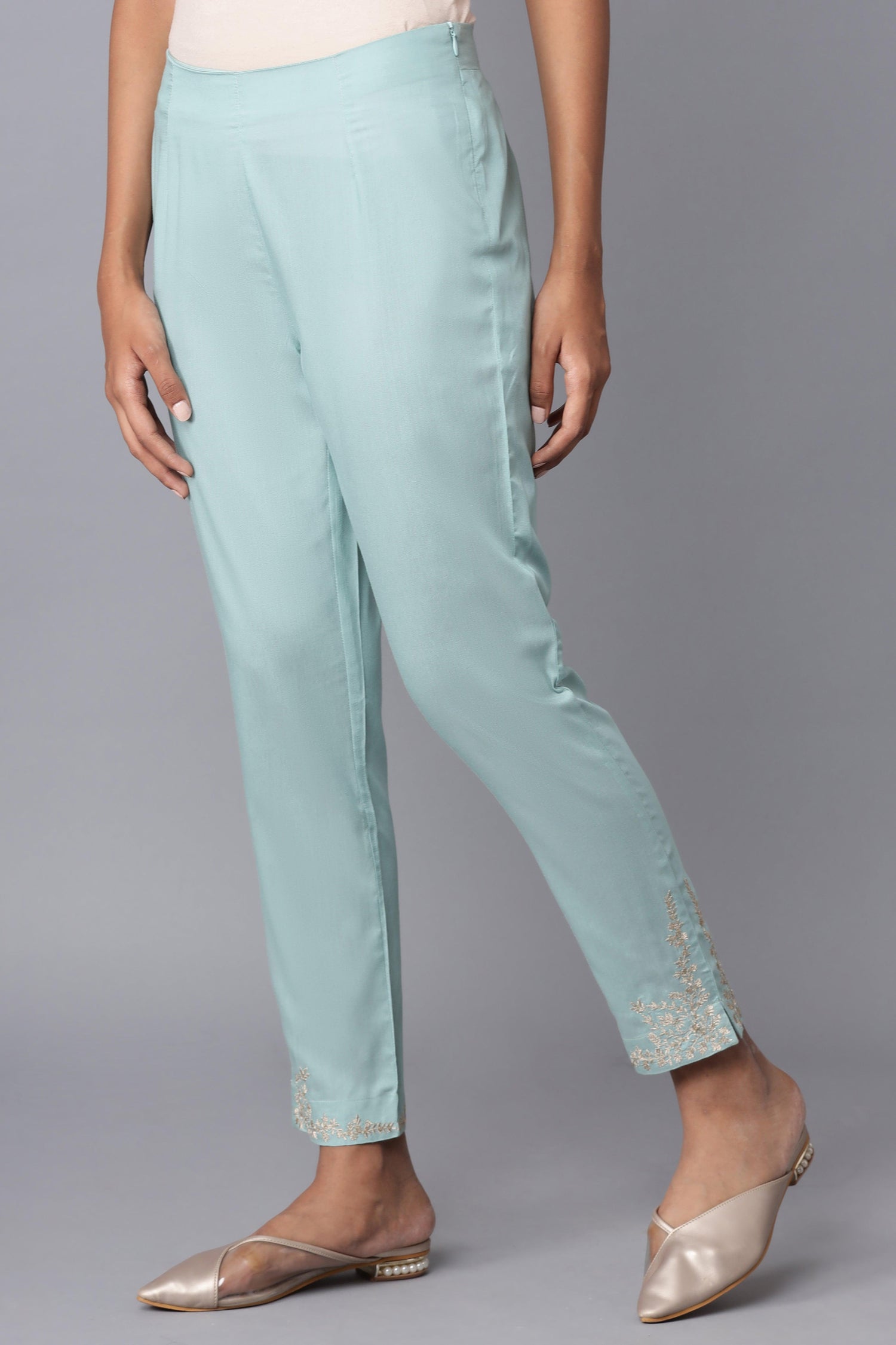Teal Slim Pants - wforwoman