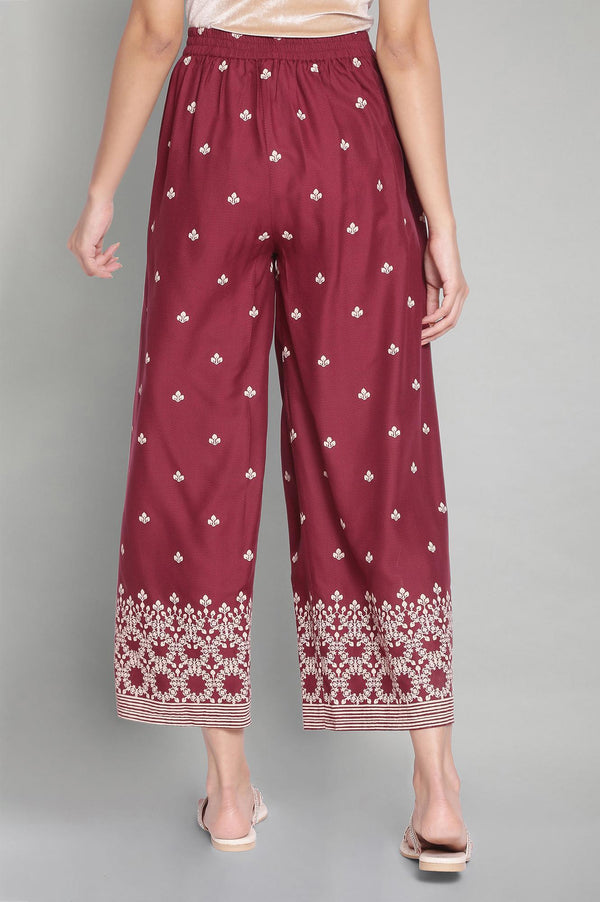 Maroon Printed Parallel Pants