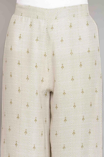 Ecru and Olive Printed Parallel Pants - wforwoman