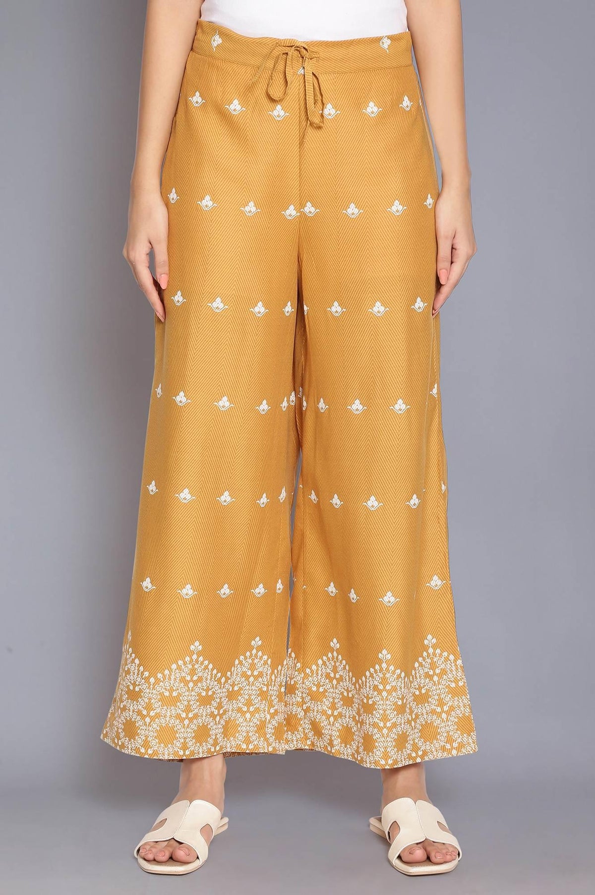 Honeycomb Yellow Printed Parallel Pants - XL