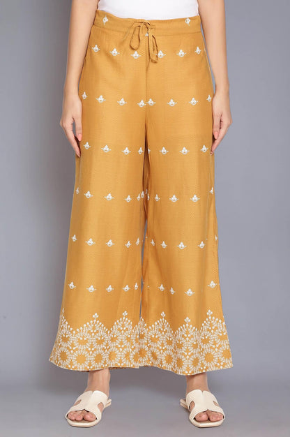 Honeycomb Yellow Printed Parallel Pants - wforwoman