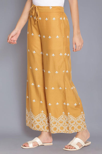 Honeycomb Yellow Printed Parallel Pants - wforwoman