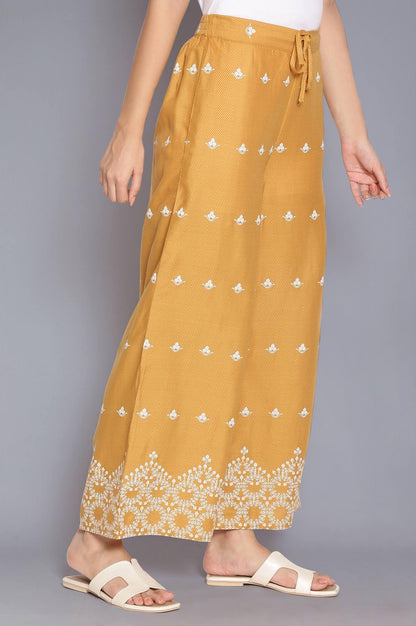 Honeycomb Yellow Printed Parallel Pants - wforwoman