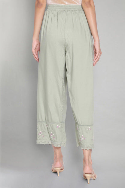 Cameo Green Solid Parallel Pants - wforwoman