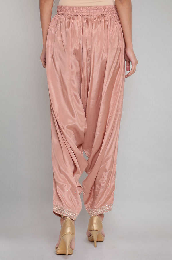 Dusty Pink Solid Draped Pants