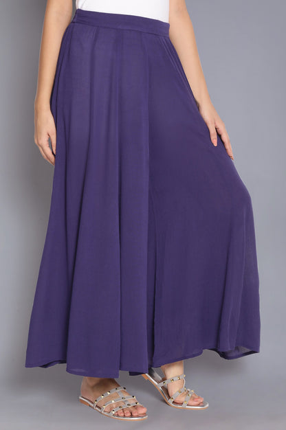 Navy Blue Crinkled Flared Pants