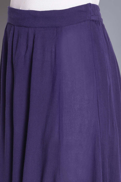 Navy Blue Crinkled Flared Pants