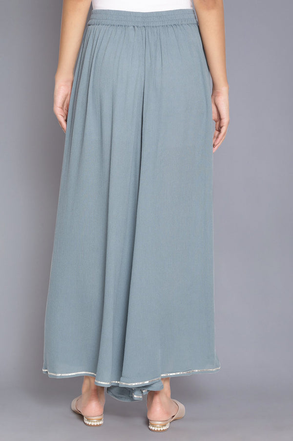 Stone Blue Crinkled Flared Pants