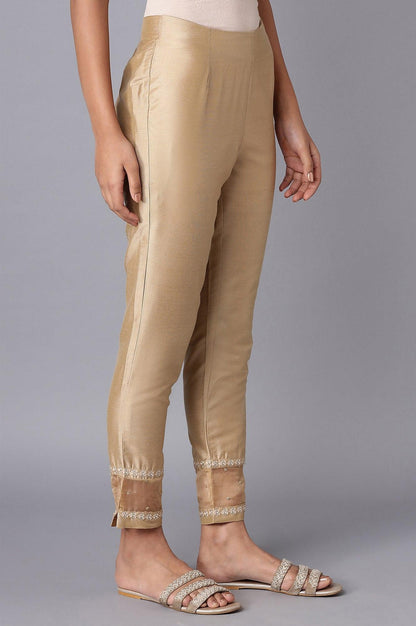 Gold Embroidered Slim Pants - wforwoman