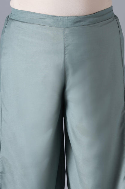 Sea Green Solid Parallel Pants - wforwoman