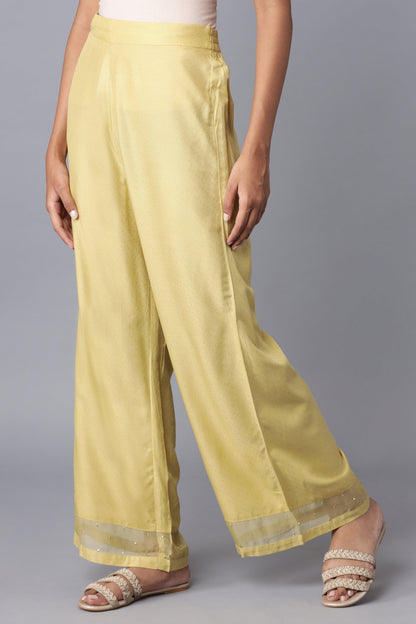 Light Green Embroidered Parallel Pants - wforwoman