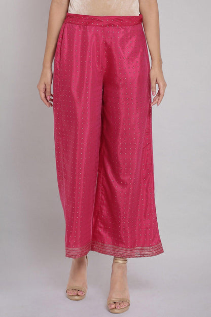 Magenta Printed Parallel Pants - wforwoman