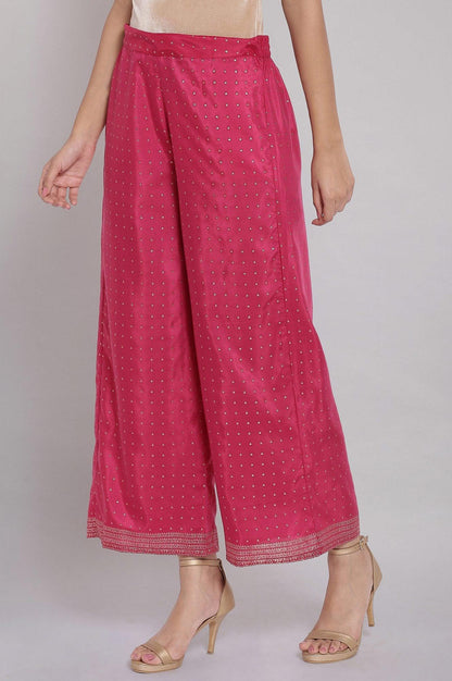 Magenta Printed Parallel Pants - wforwoman