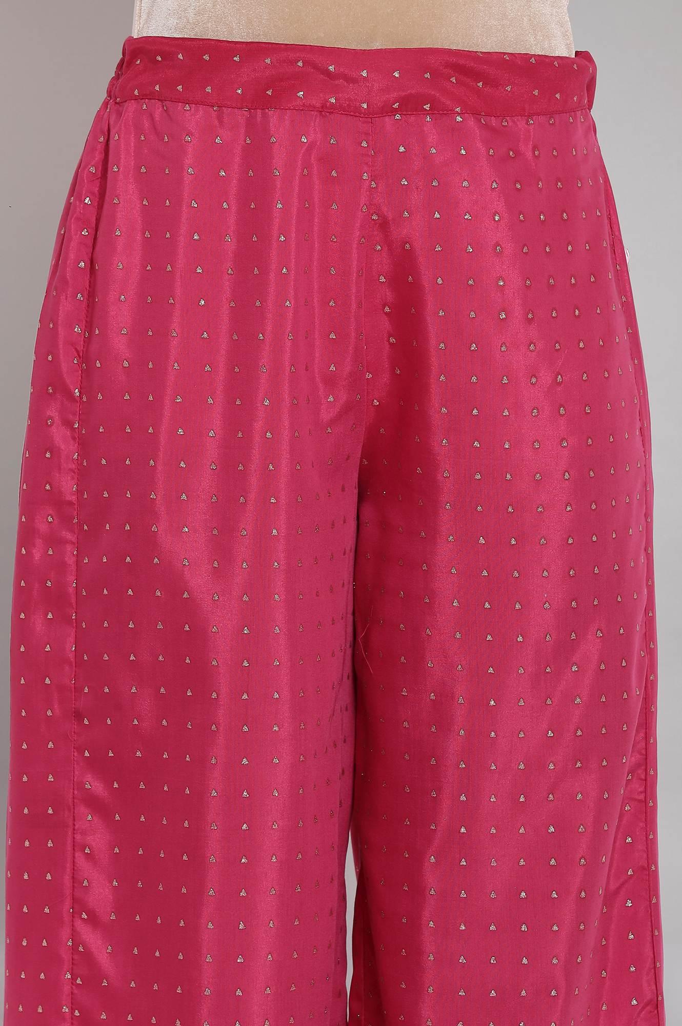 Magenta Printed Parallel Pants - wforwoman