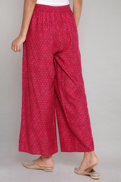 Dark Pink Printed Parallel Pants - wforwoman