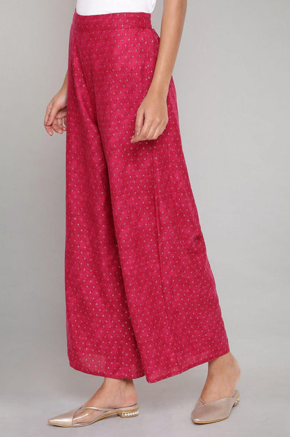 Dark Pink Printed Parallel Pants - wforwoman