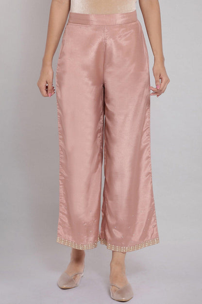Dusky Pink Embroidered Parallel Pants - wforwoman
