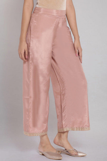 Dusky Pink Embroidered Parallel Pants - wforwoman