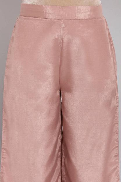 Dusky Pink Embroidered Parallel Pants - wforwoman