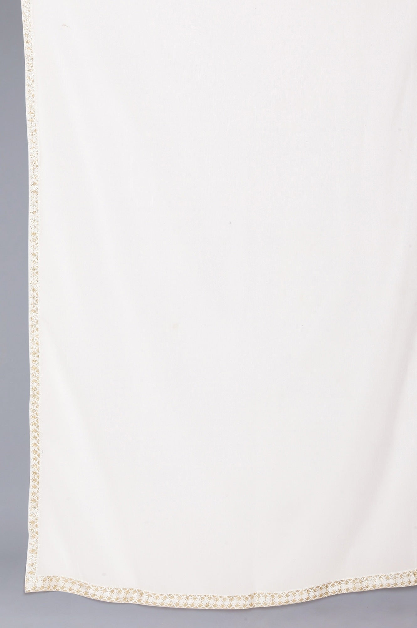 White Solid Printed Gold Border Chiffon Dupatta