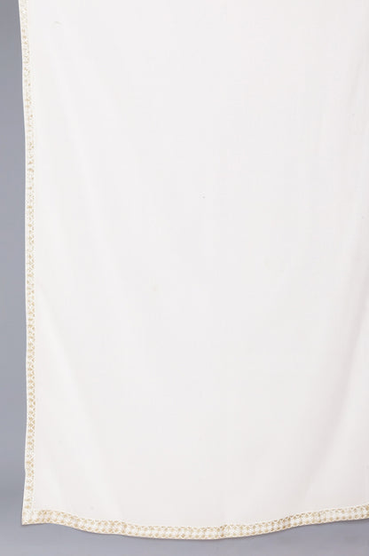 White Solid Printed Gold Border Chiffon Dupatta