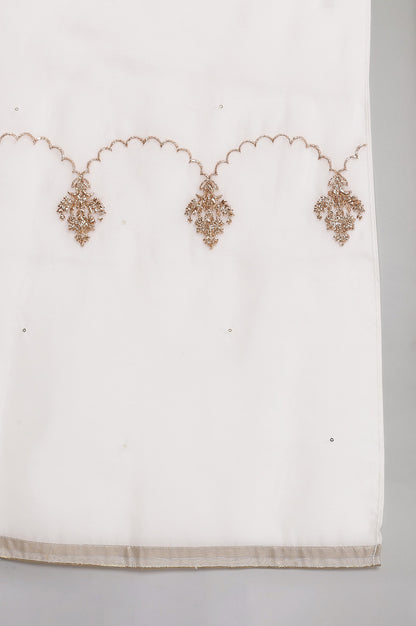 Ecru Organza Dupatta with Embroidery
