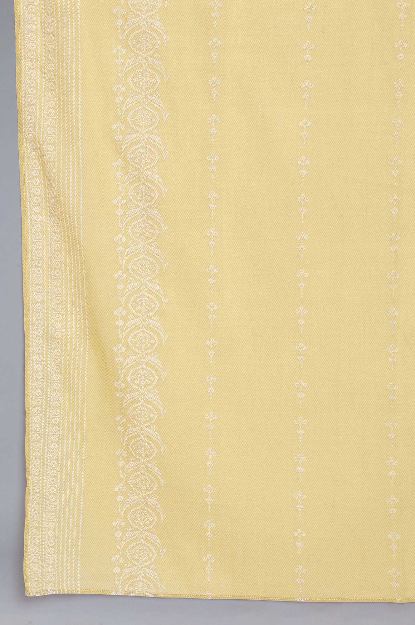 Yellow and Ecru Printed Dupatta
