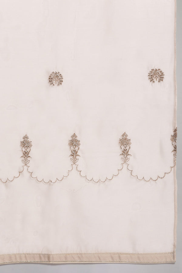 Beige Embroidered Organza Dupatta