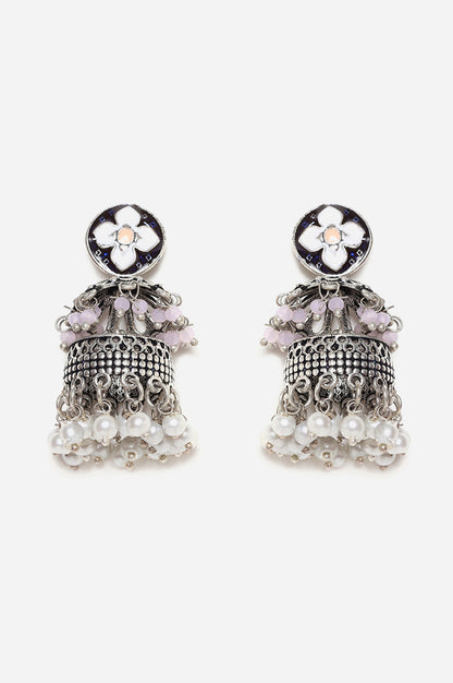 Red And Blue Premium Marbel Enamel Jhumkas