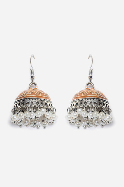 Brown Dazzling Ethnic Jhumki With Pearls