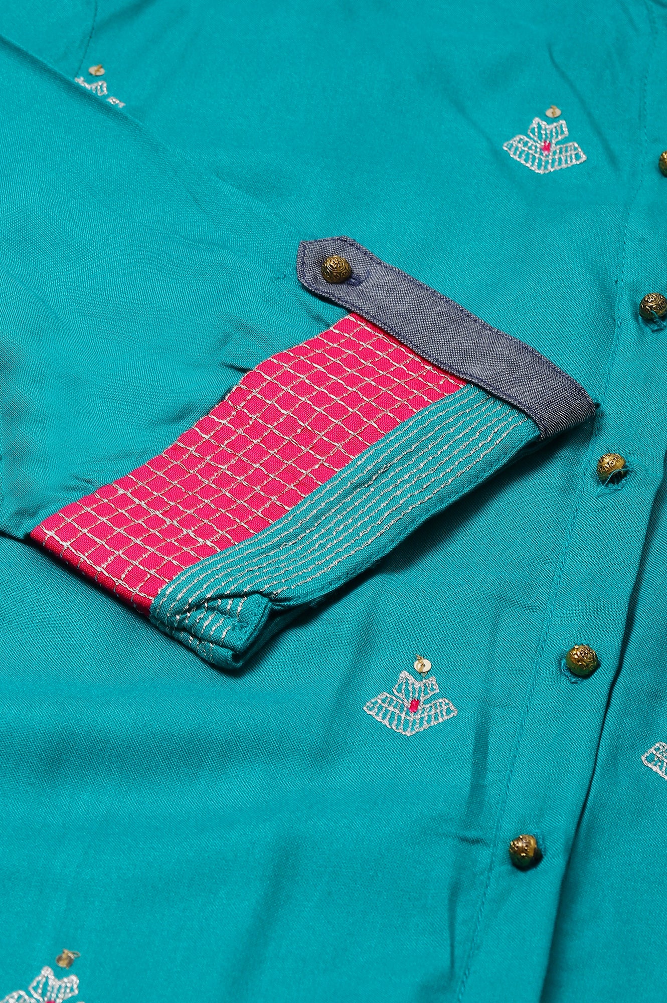 Teal Embroidered Kurta Set