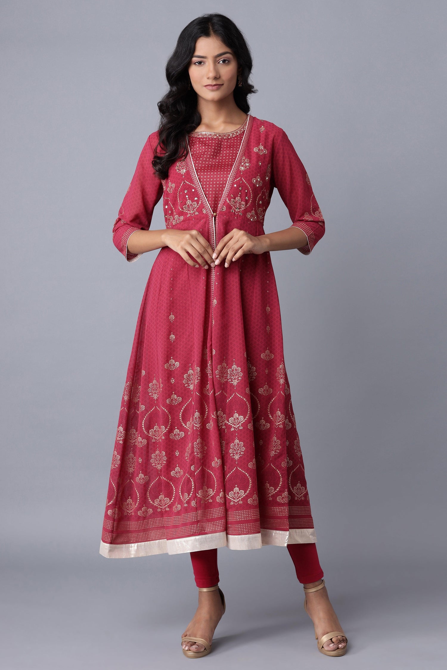 Buy Wine Layered kurta-Solid Tights Set Online for Woman | WforWoman Buy Wine Layered kurta-Solid Tights Set Online for Woman | WforWoman