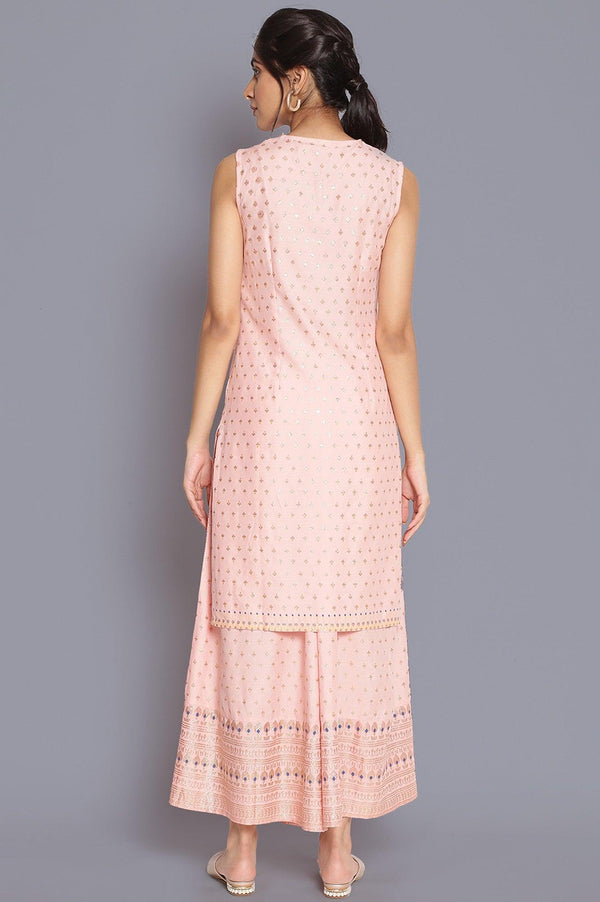 Chintz Rose Pink Printed kurta-Flared Pants Set