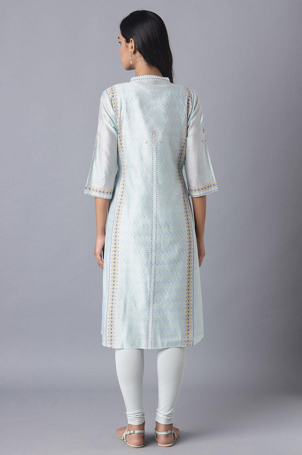 Ecru Printed Jacket Style kurta with Inner & Tights