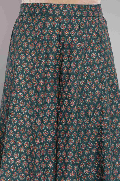 Green Printed Straight kurta-Culottes-Dupatta Set - wforwoman