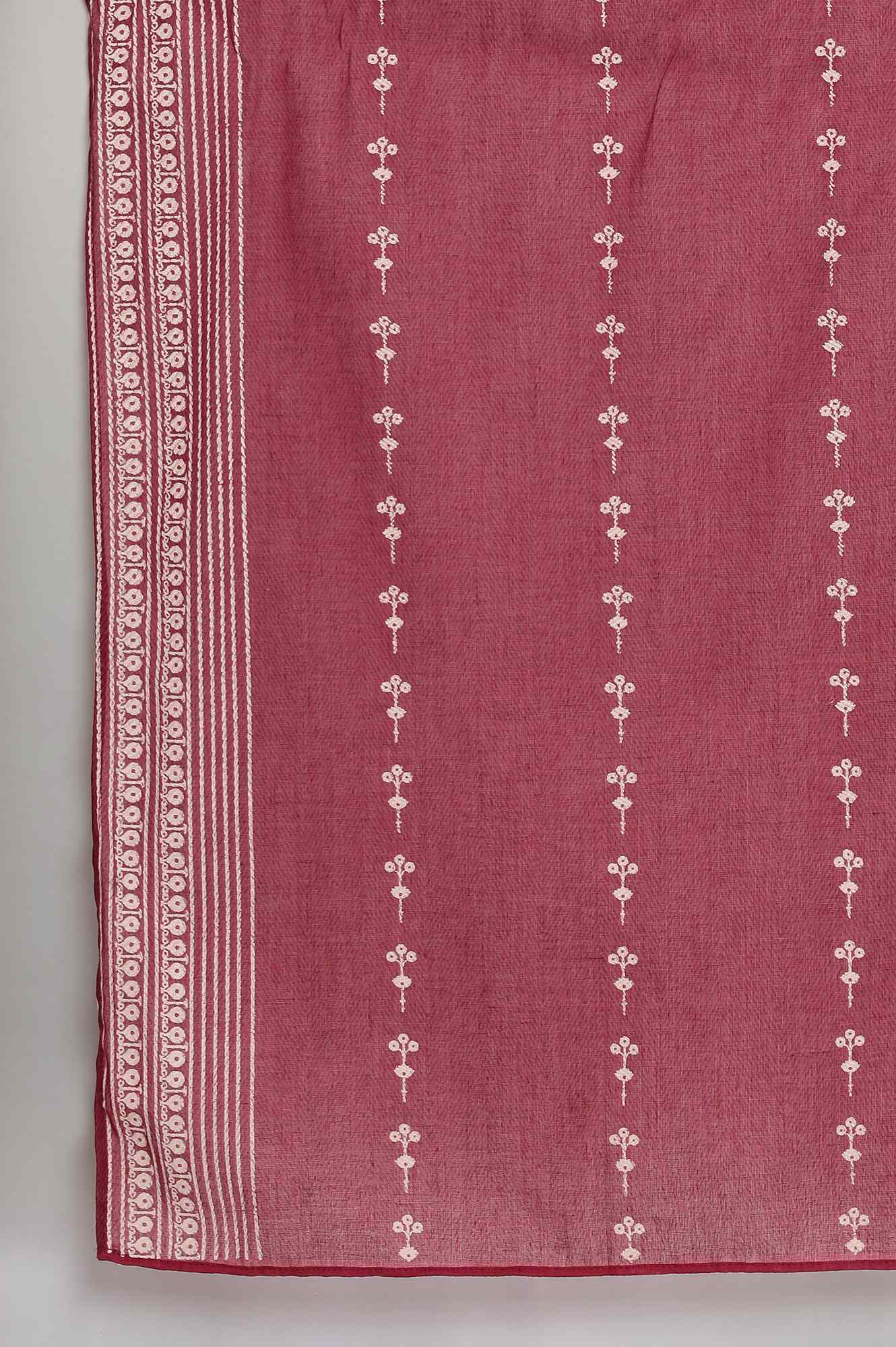 Maroon Solid Straight kurta-Parallel Pants-Dupatta Set