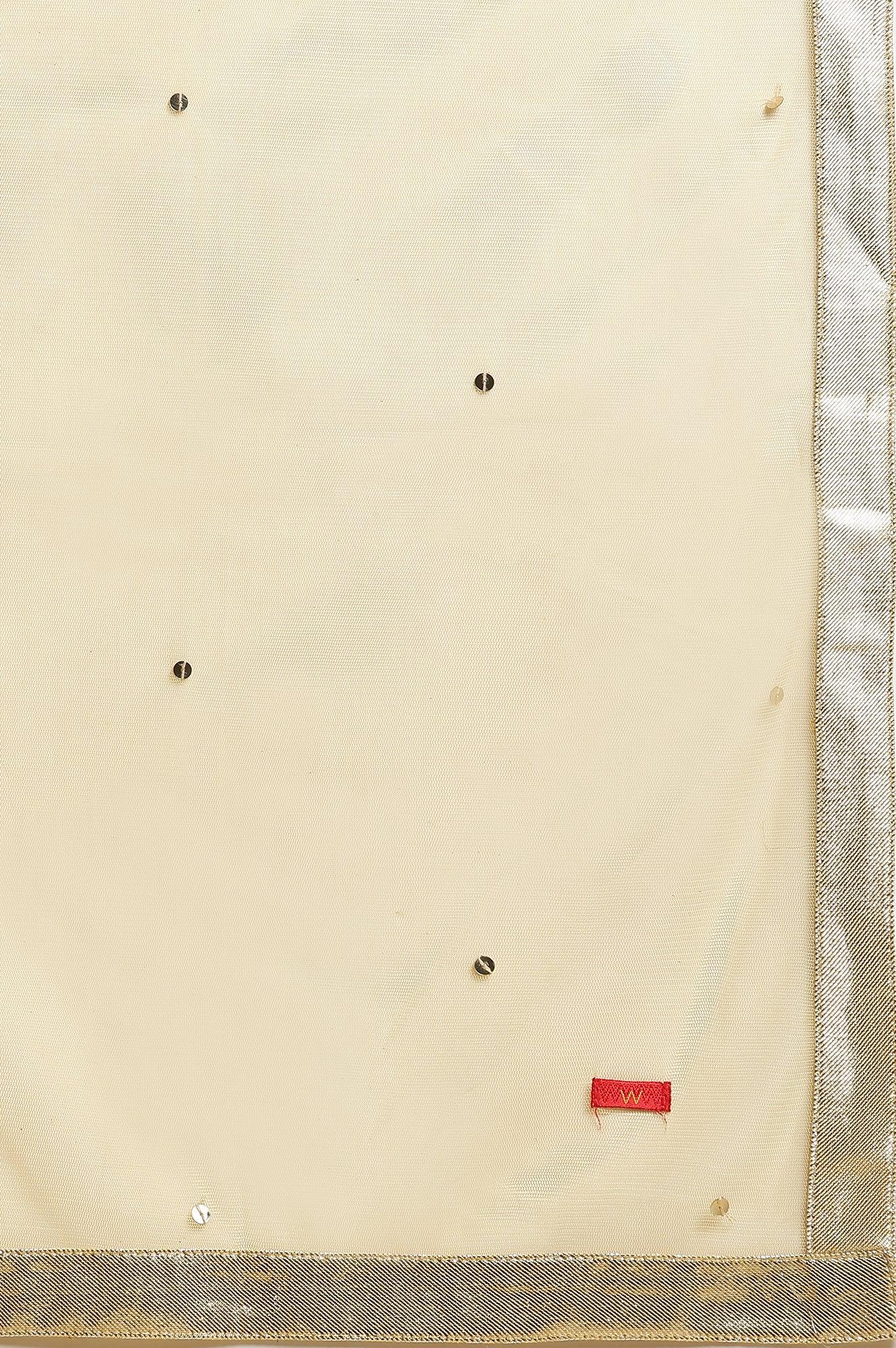 Blue Embroidered Round Neck kurta-Printed Culottes-Dupatta Set - wforwoman