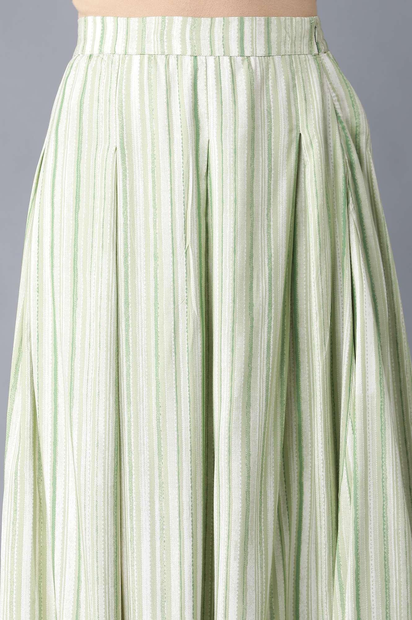 Ecru Printed Top With Flared Skirt - wforwoman