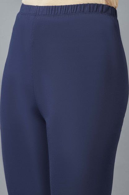 Navy Blue Solid Skinny Fit Cotton Tights
