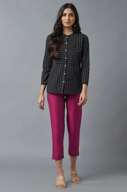 Pink Solid Straight Fit Woven Trousers With Elasticated Waistband