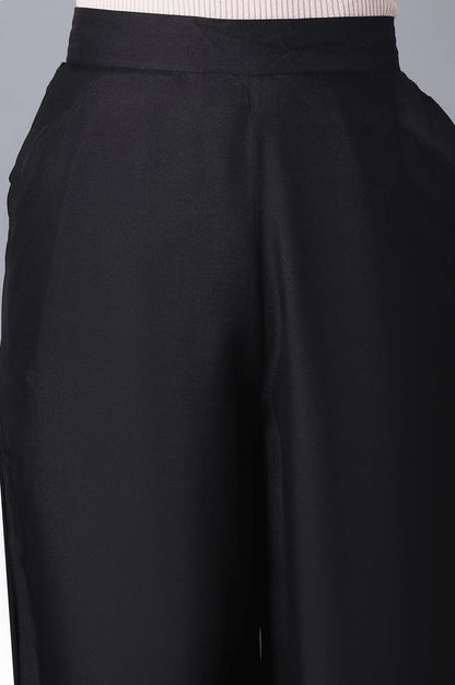 Black Solid Wide Leg Tencel Palazzo With Elasticated Waist